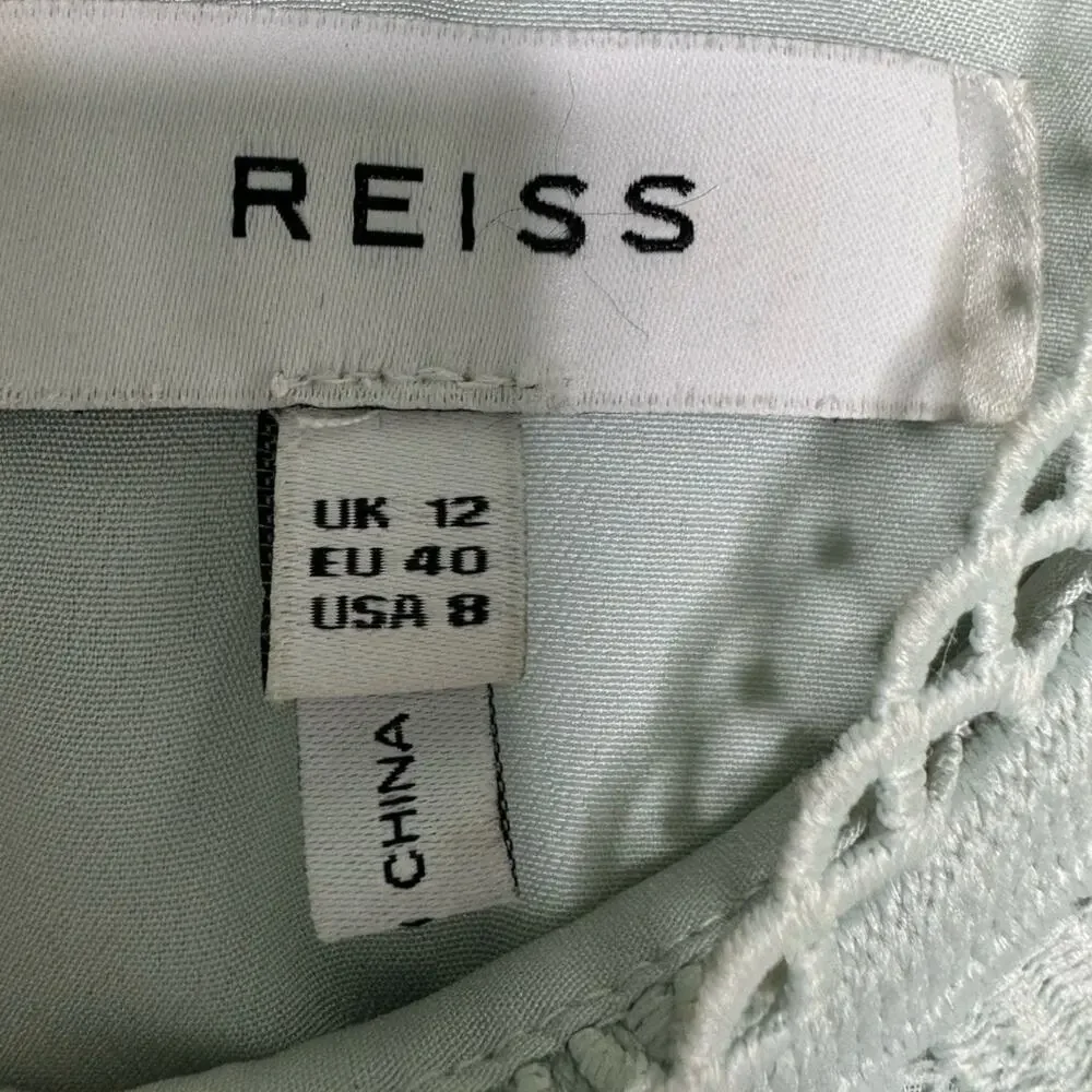 Reiss Liza Cap Sleeve Lace Dress in Sage Green Mint Green Dress Size 8